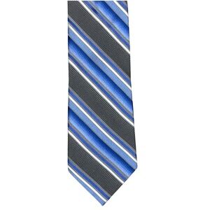 Bruno Piatelli Roma Silk Tie Blue Gray White Striped Handmade 3.5" Necktie